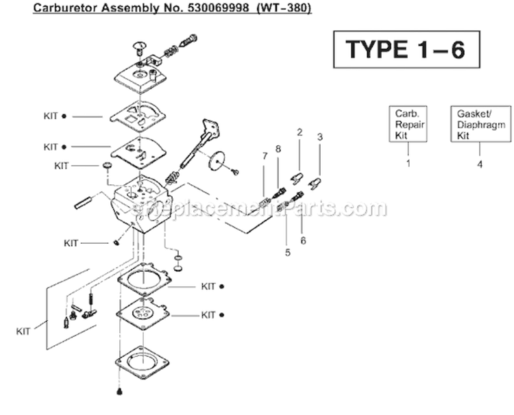 Page A Diagram and Parts List for BC2400 Type 3 Weed Eater Trimmer